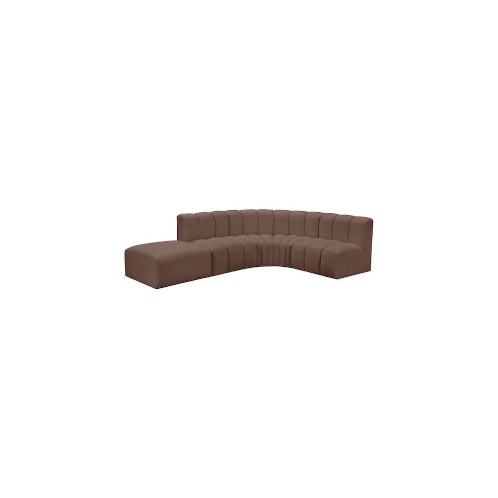 Arc Brown Vegan Leather Modular Sofa. Picture 2