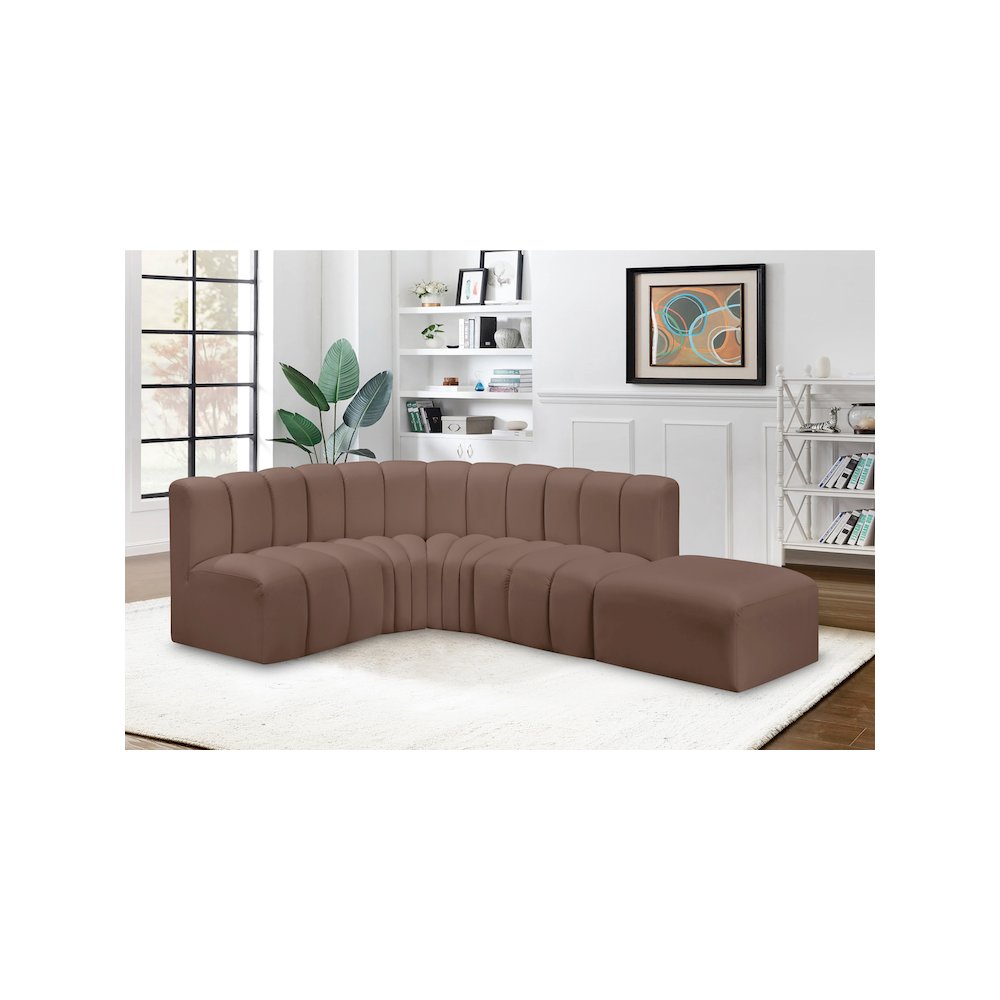 Arc Brown Vegan Leather Modular Sofa. Picture 3