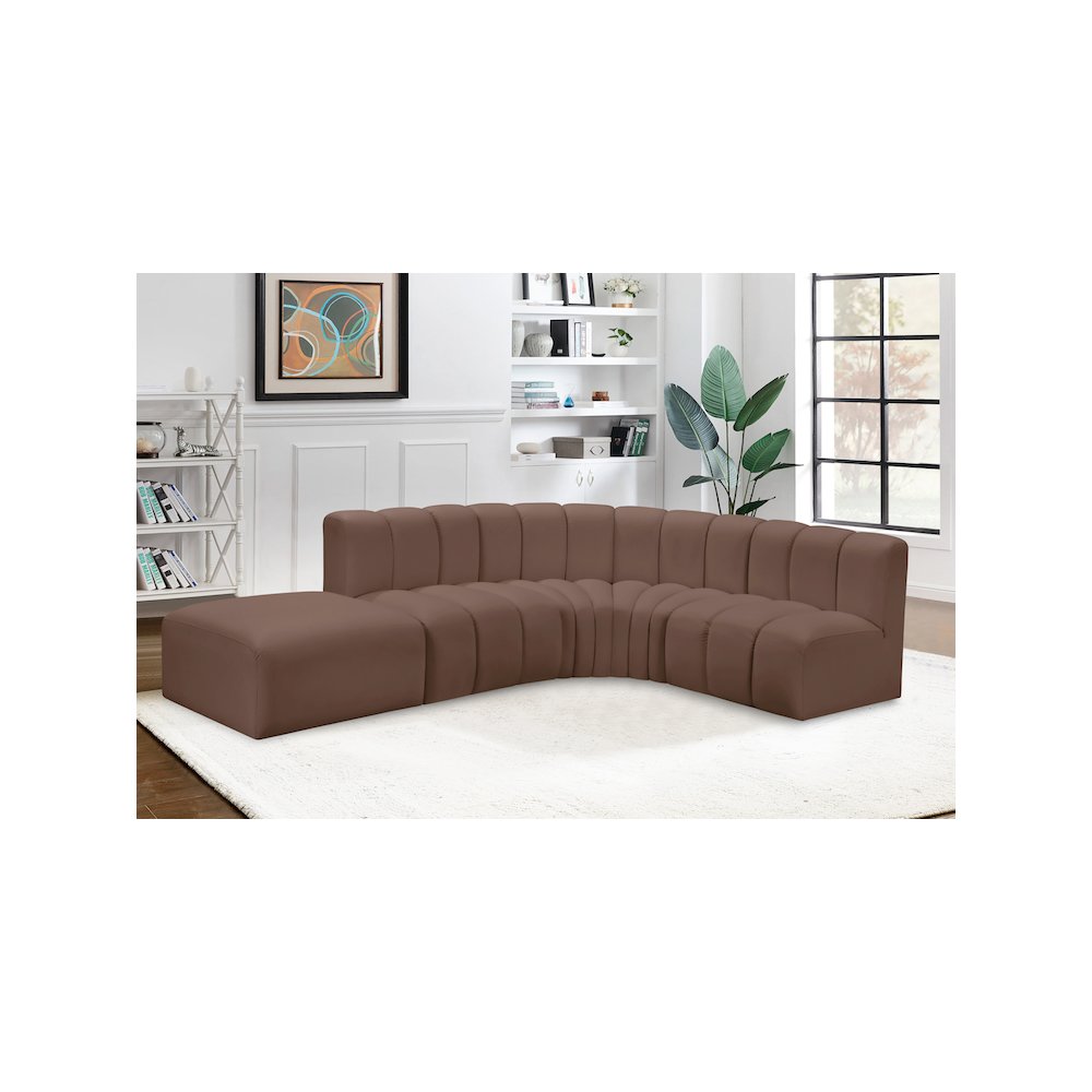 Arc Brown Vegan Leather Modular Sofa. Picture 4