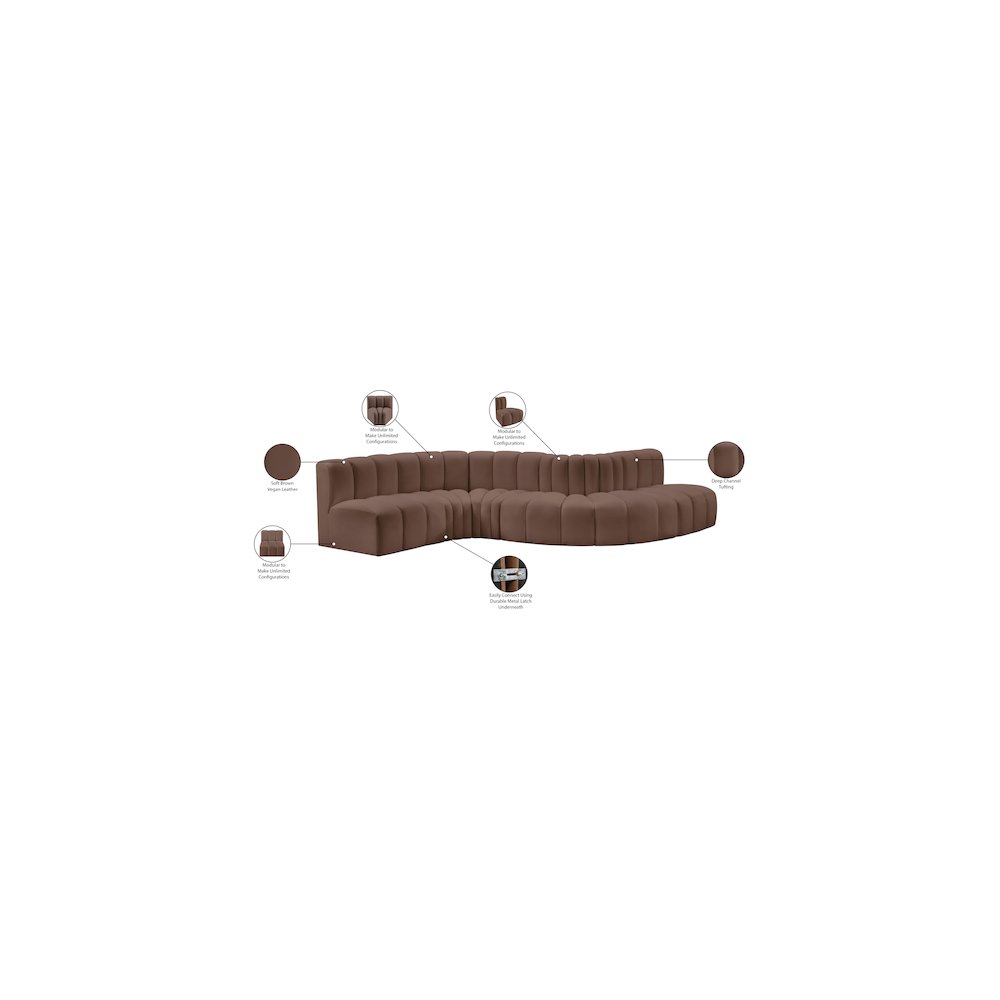 Arc Brown Vegan Leather Modular Sofa. Picture 11