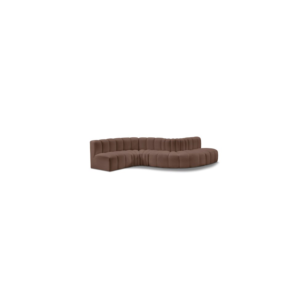 Arc Brown Vegan Leather Modular Sofa. Picture 1