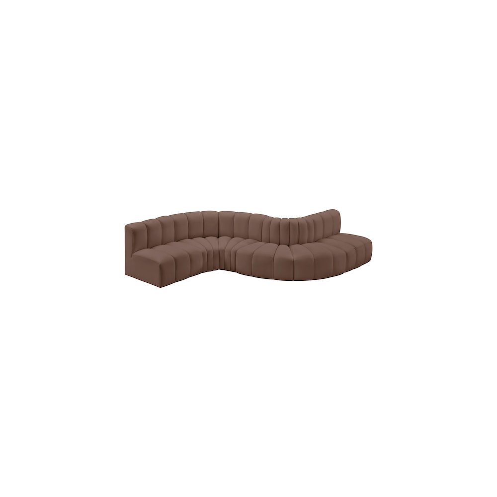 Arc Brown Vegan Leather Modular Sofa. Picture 3