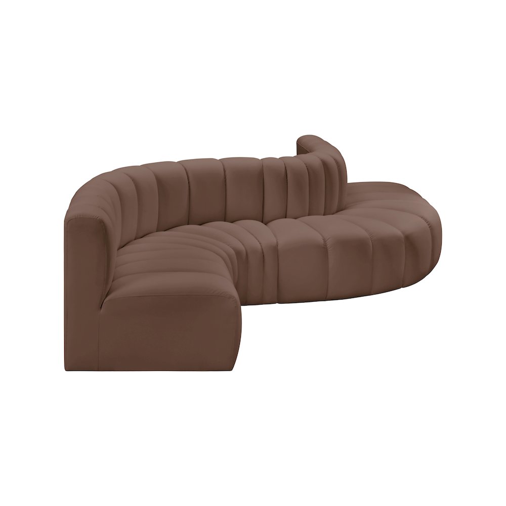 Arc Brown Vegan Leather Modular Sofa. Picture 4