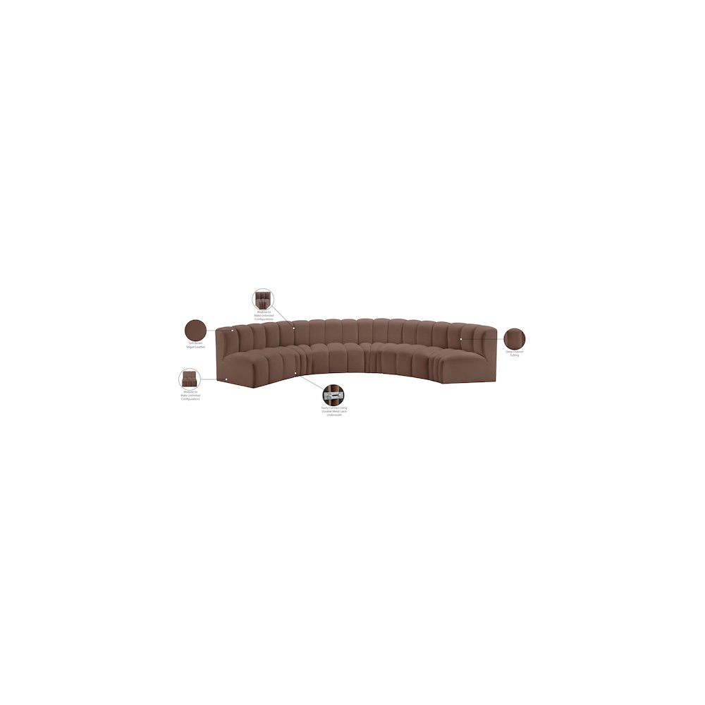Arc Brown Vegan Leather Modular Sofa. Picture 12