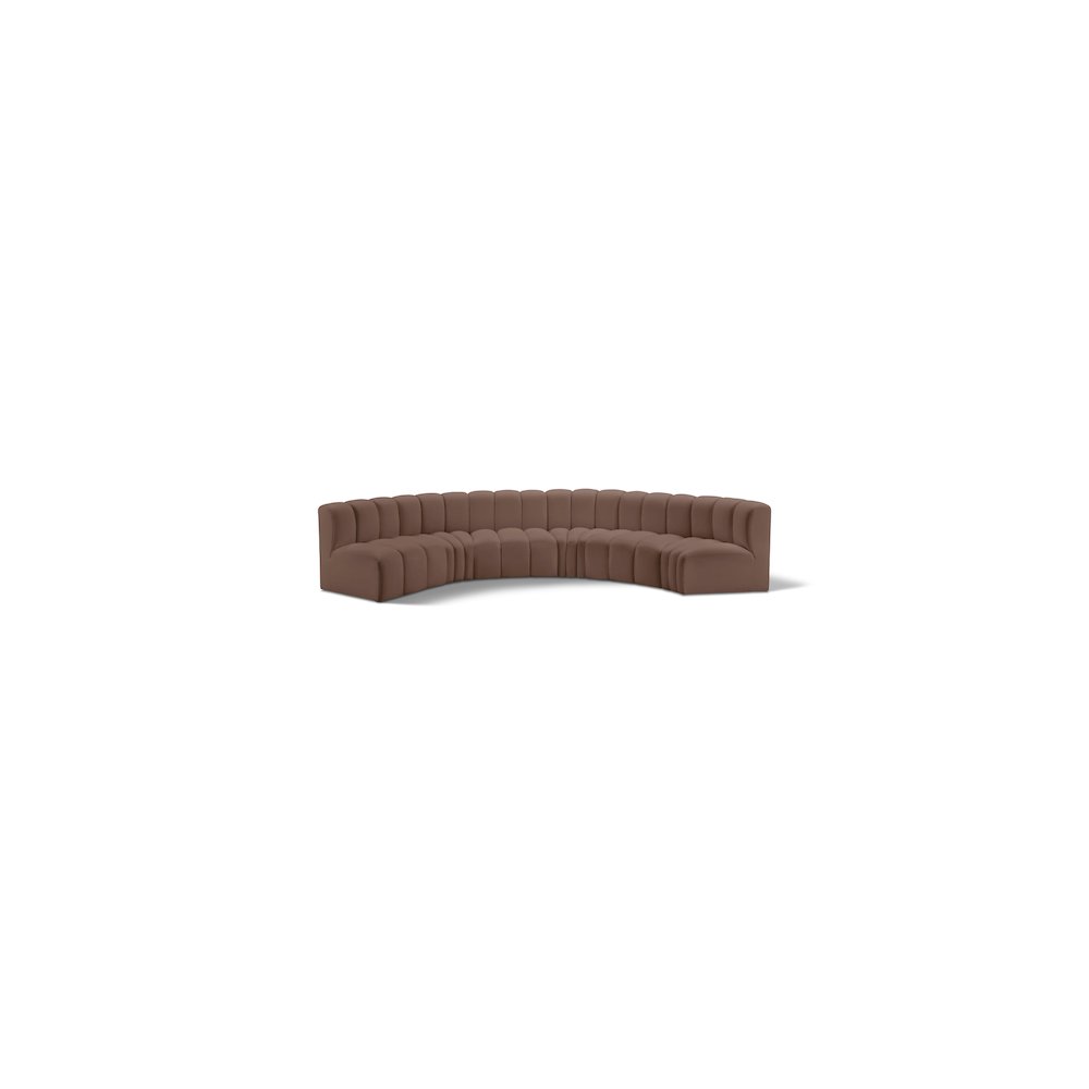 Arc Brown Vegan Leather Modular Sofa. Picture 1