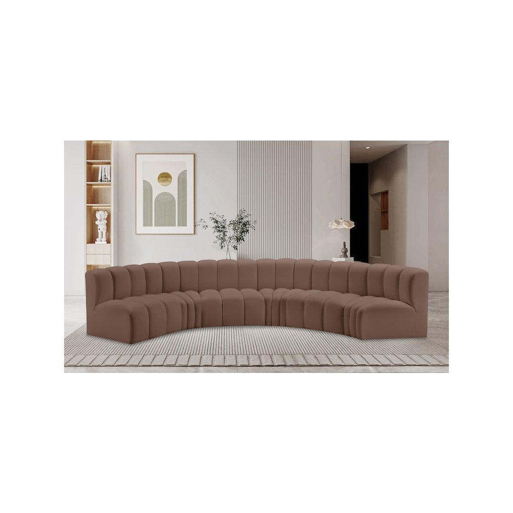 Arc Brown Vegan Leather Modular Sofa. Picture 2