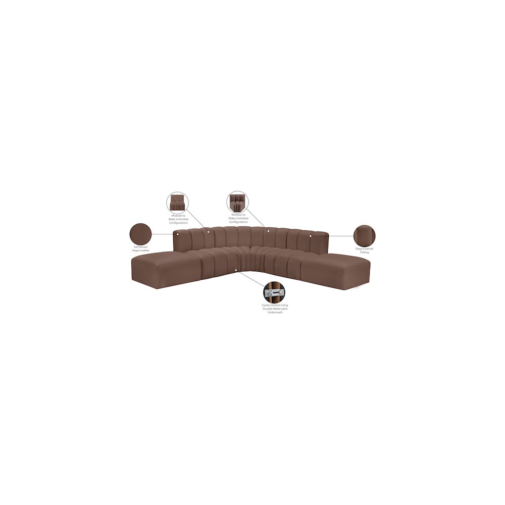 Arc Brown Vegan Leather Modular Sofa. Picture 12