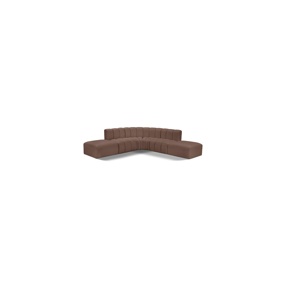 Arc Brown Vegan Leather Modular Sofa. Picture 1