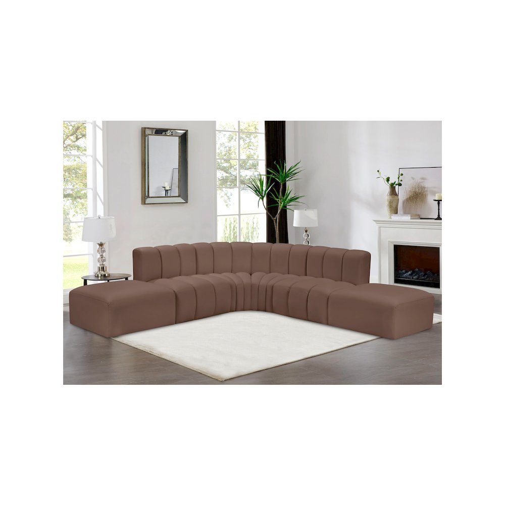 Arc Brown Vegan Leather Modular Sofa. Picture 2