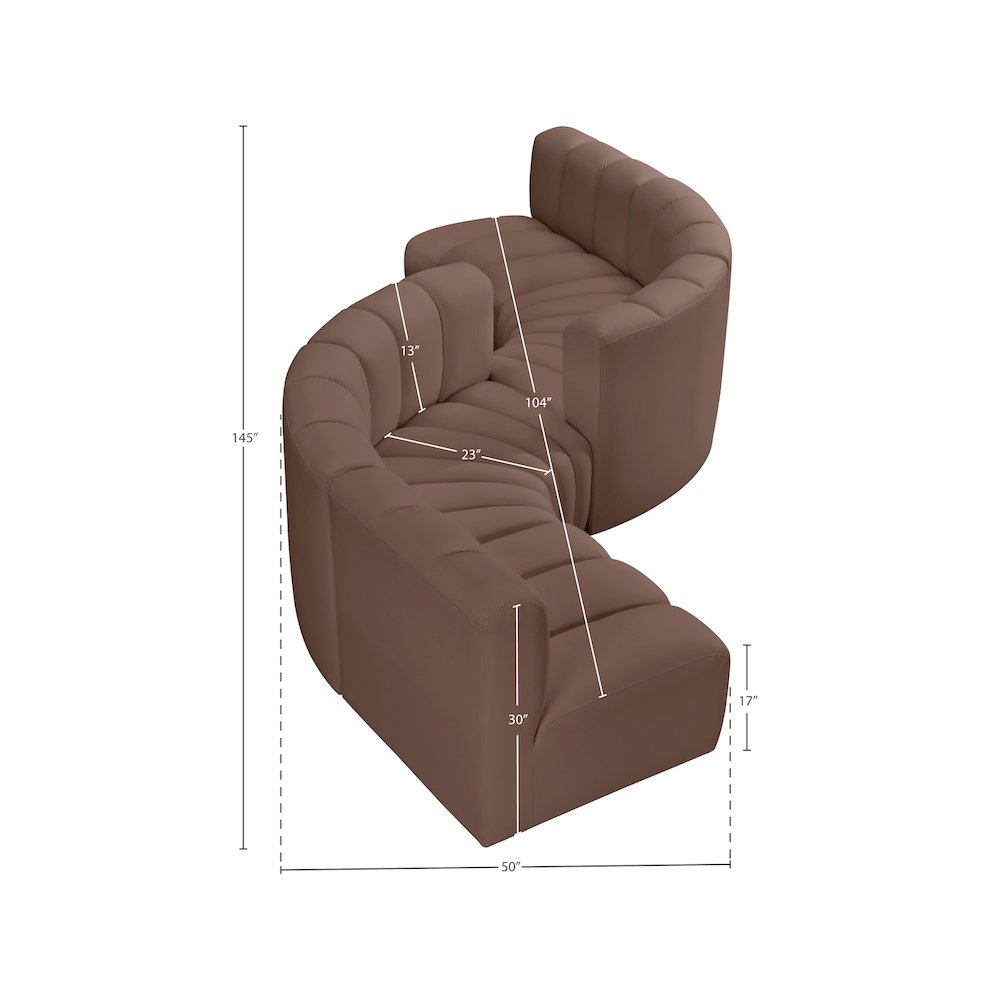 Arc Brown Vegan Leather Modular Sofa. Picture 7