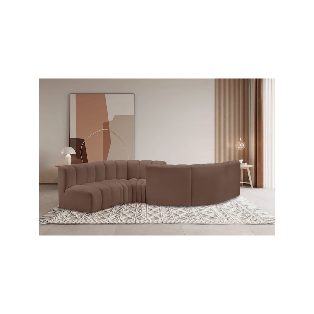 Arc Brown Vegan Leather Modular Sofa. Picture 2