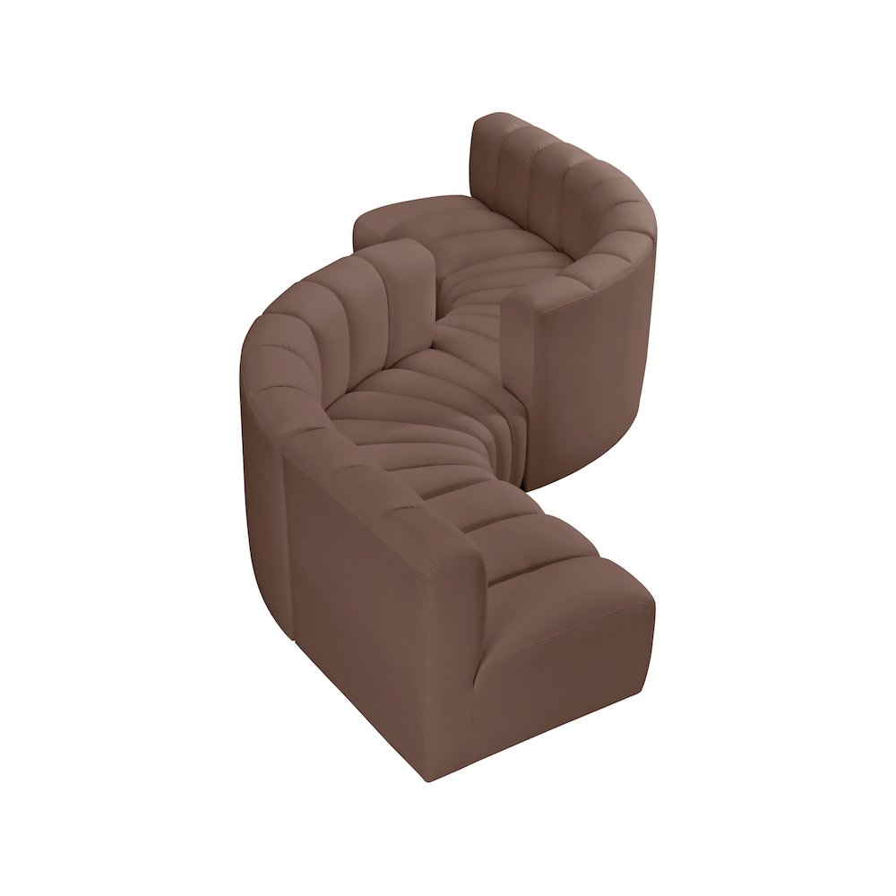 Arc Brown Vegan Leather Modular Sofa. Picture 3