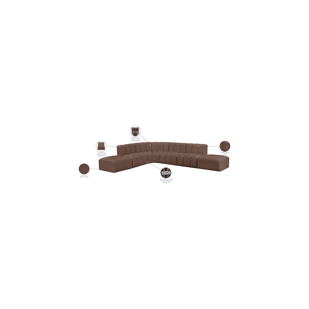 Arc Brown Vegan Leather Modular Sofa. Picture 11