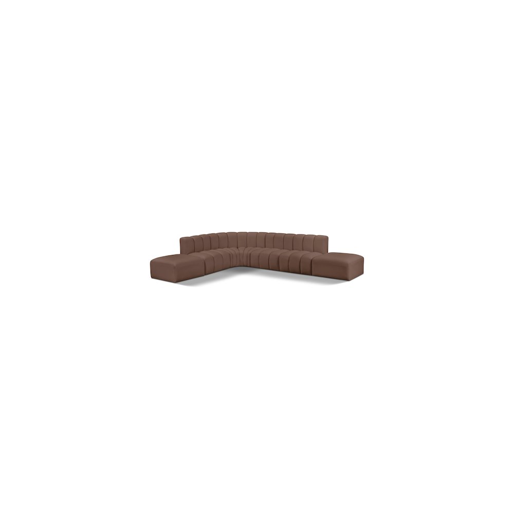 Arc Brown Vegan Leather Modular Sofa. Picture 1