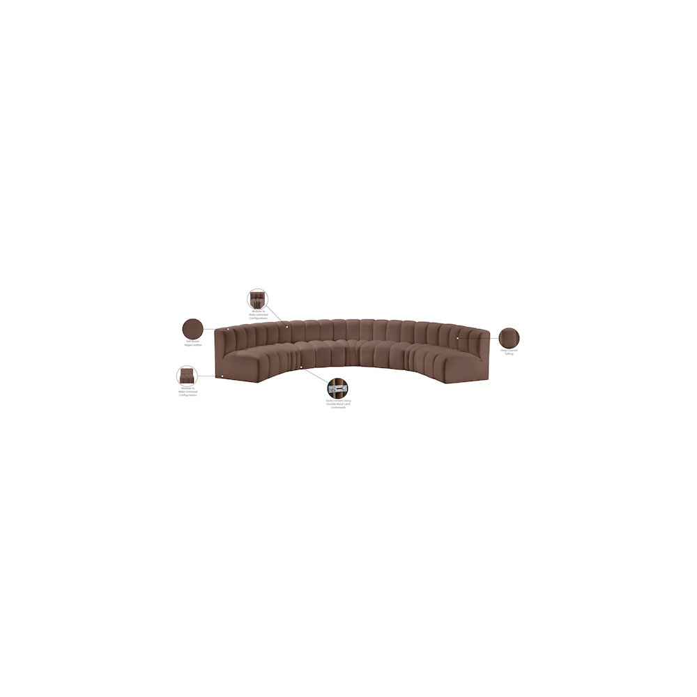 Arc Brown Vegan Leather Modular Sofa. Picture 12