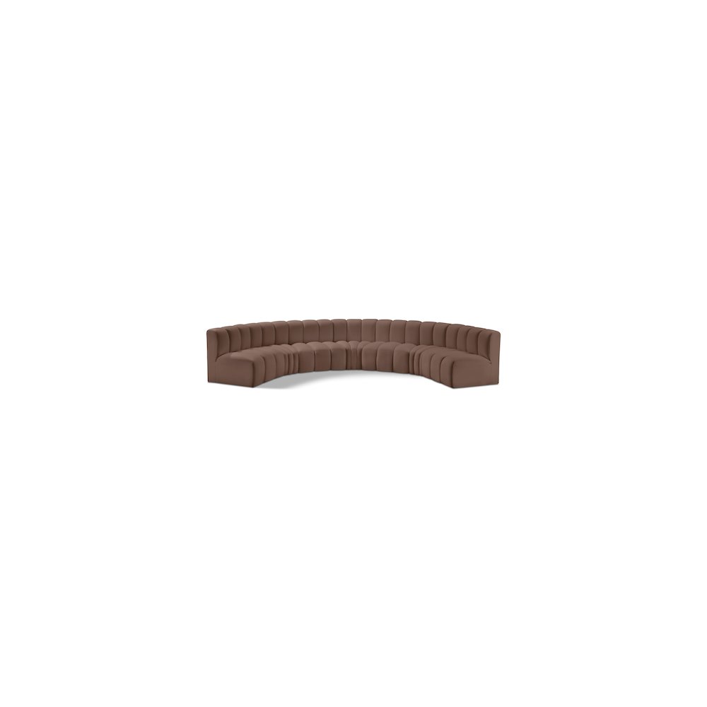 Arc Brown Vegan Leather Modular Sofa. Picture 1