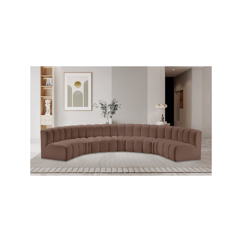 Arc Brown Vegan Leather Modular Sofa. Picture 2
