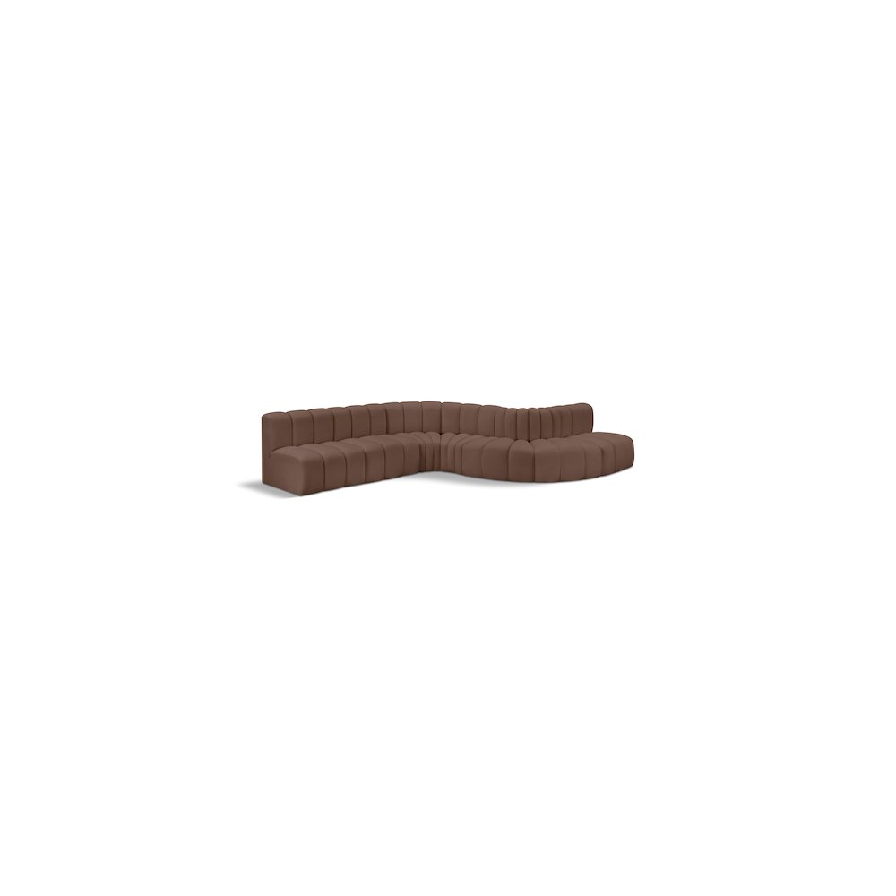 Arc Brown Vegan Leather Modular Sofa. Picture 1