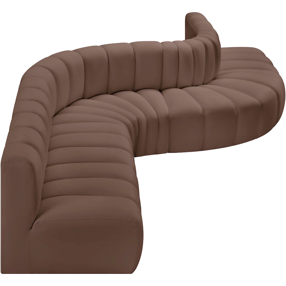 Arc Brown Vegan Leather Modular Sofa. Picture 6