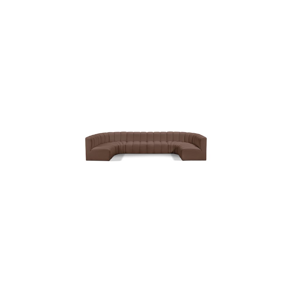 Arc Brown Vegan Leather Modular Sofa. Picture 1