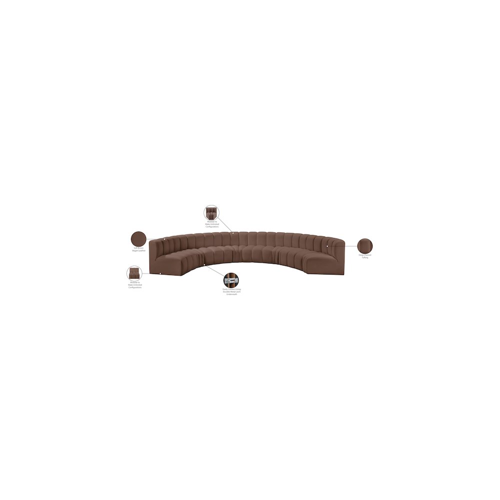 Arc Brown Vegan Leather Modular Sofa. Picture 12