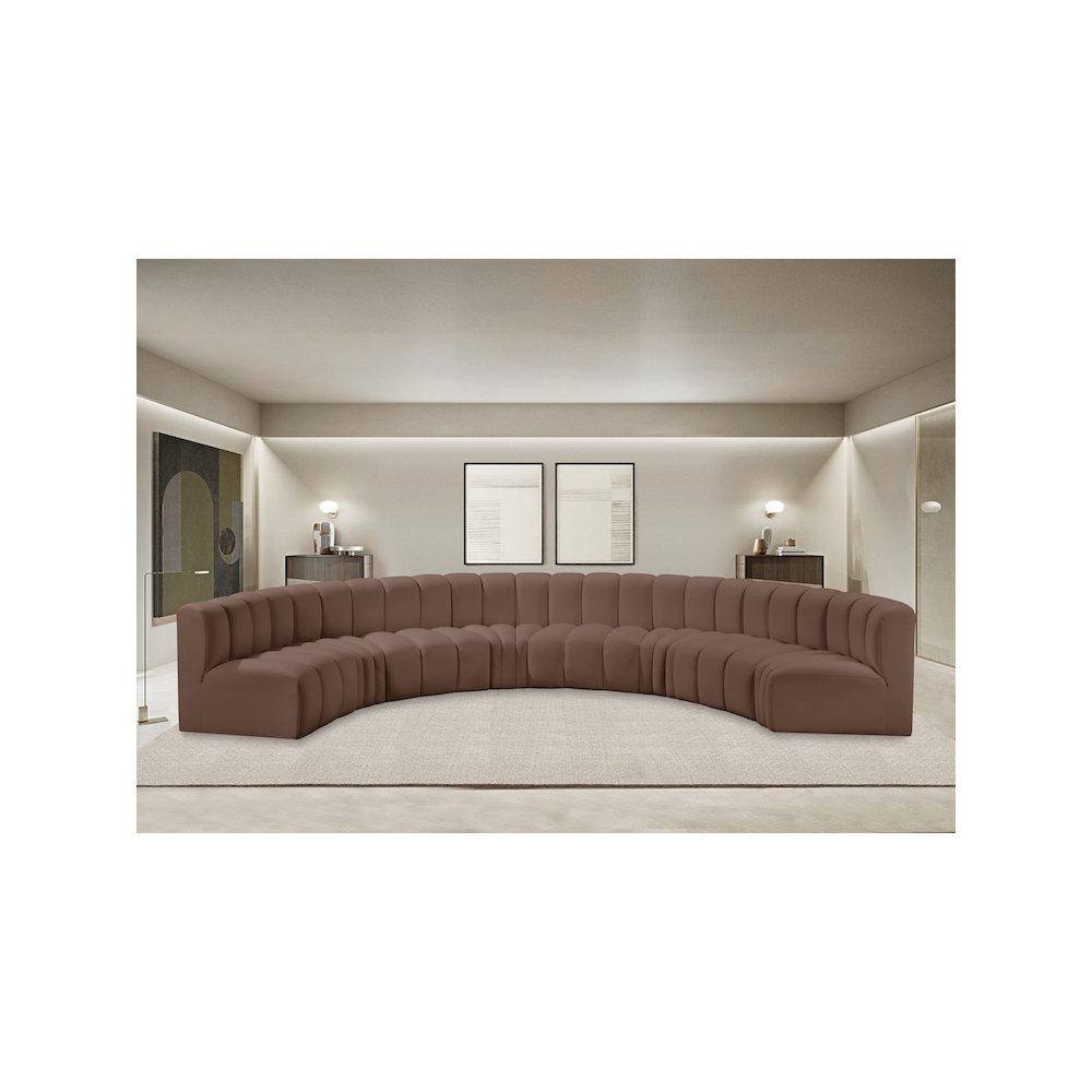 Arc Brown Vegan Leather Modular Sofa. Picture 2