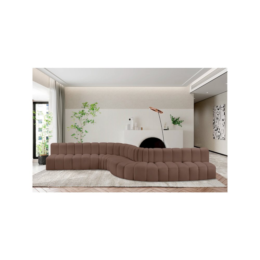 Arc Brown Vegan Leather Modular Sofa. Picture 2