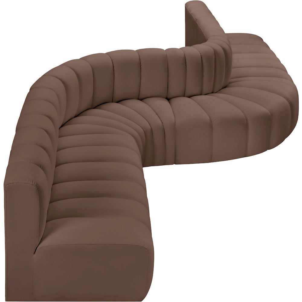 Arc Brown Vegan Leather Modular Sofa. Picture 6