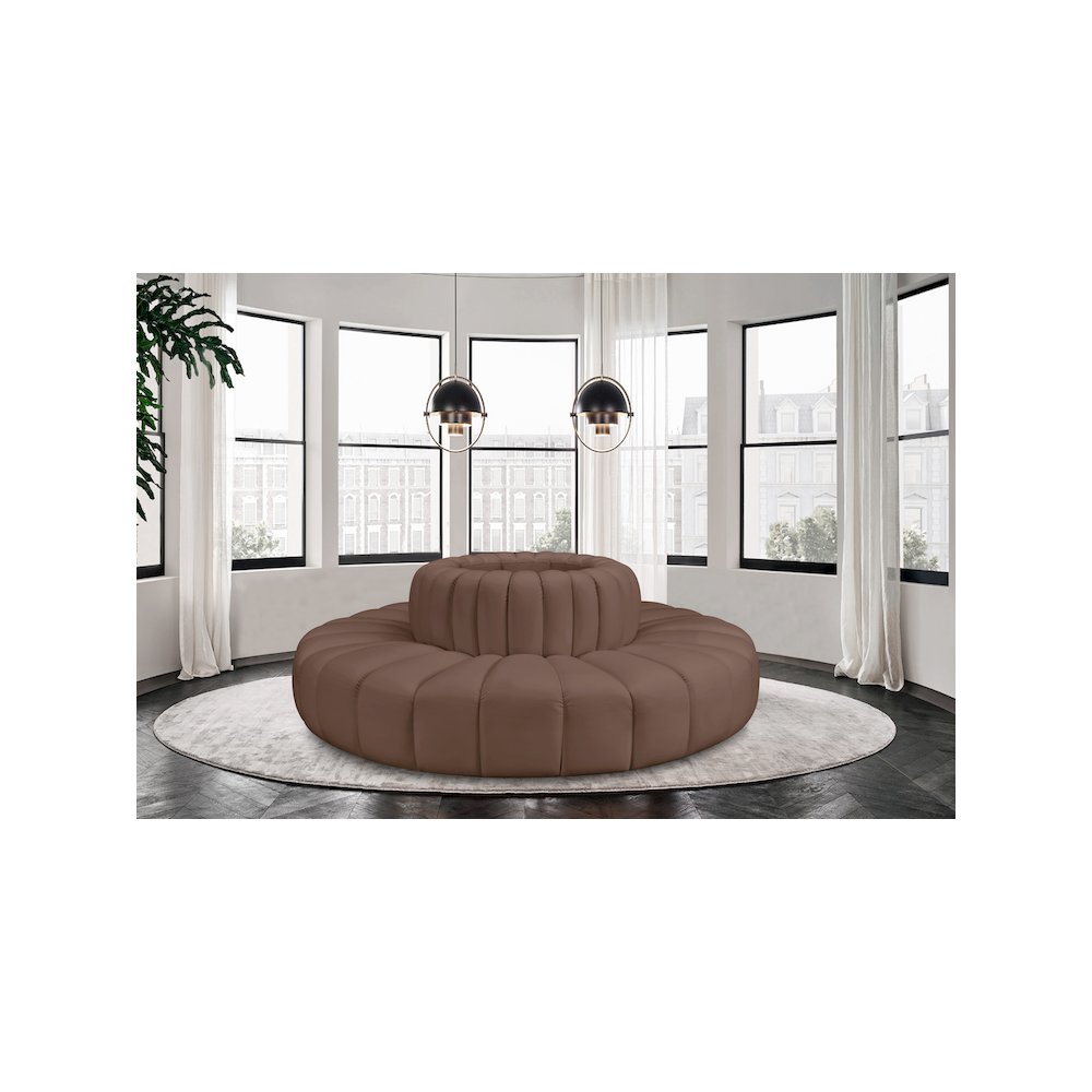 Arc Brown Vegan Leather Modular Sofa. Picture 2