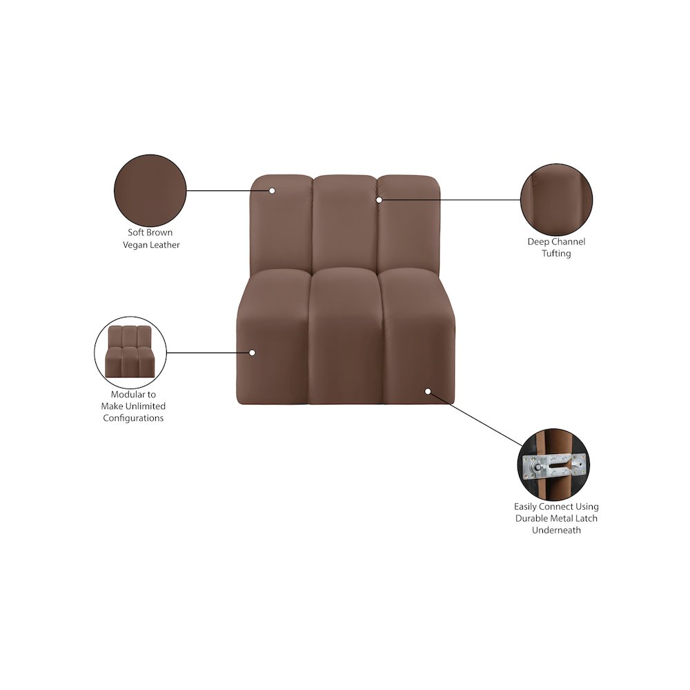 Arc Brown Vegan Leather Straight Chair. Picture 11
