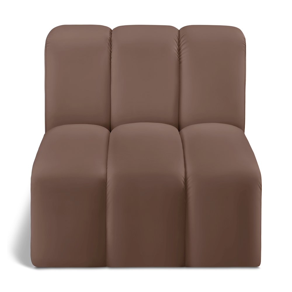 Arc Brown Vegan Leather Straight Chair. Picture 1