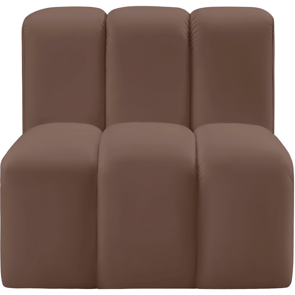 Arc Brown Vegan Leather Straight Chair. Picture 3