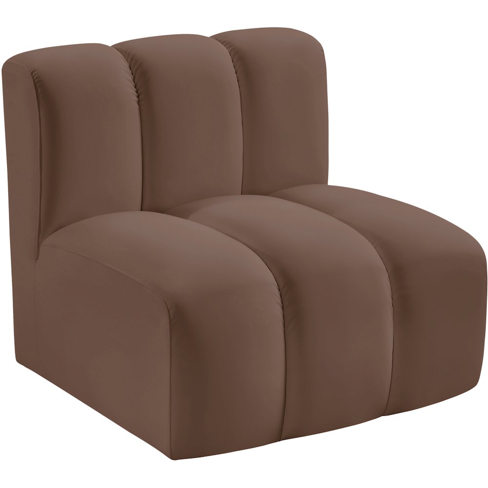Arc Brown Vegan Leather Straight Chair. Picture 4
