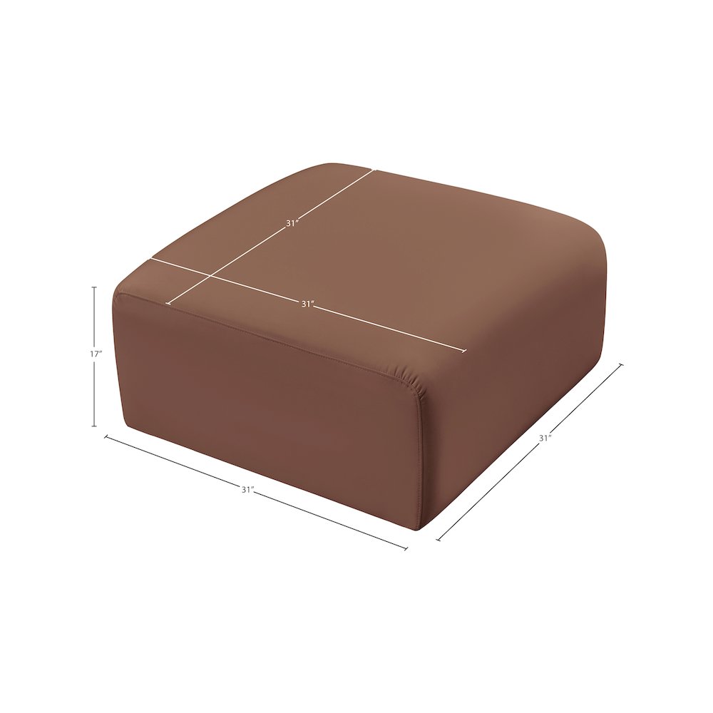 Arc Cognac Vegan Leather Ottoman. Picture 6
