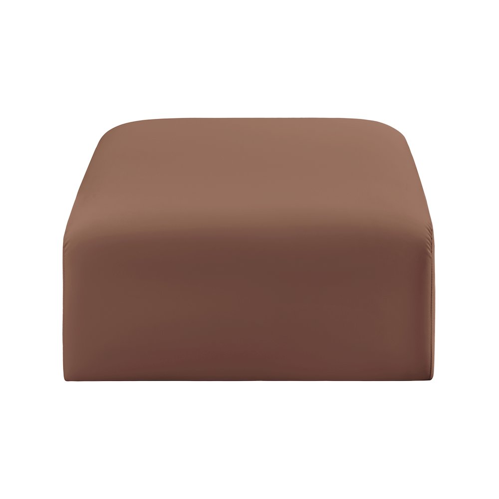 Arc Cognac Vegan Leather Ottoman. Picture 3