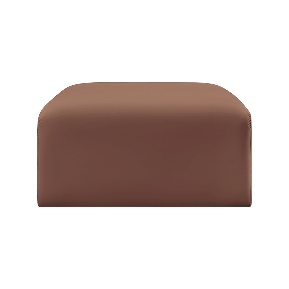 Arc Cognac Vegan Leather Ottoman. Picture 4
