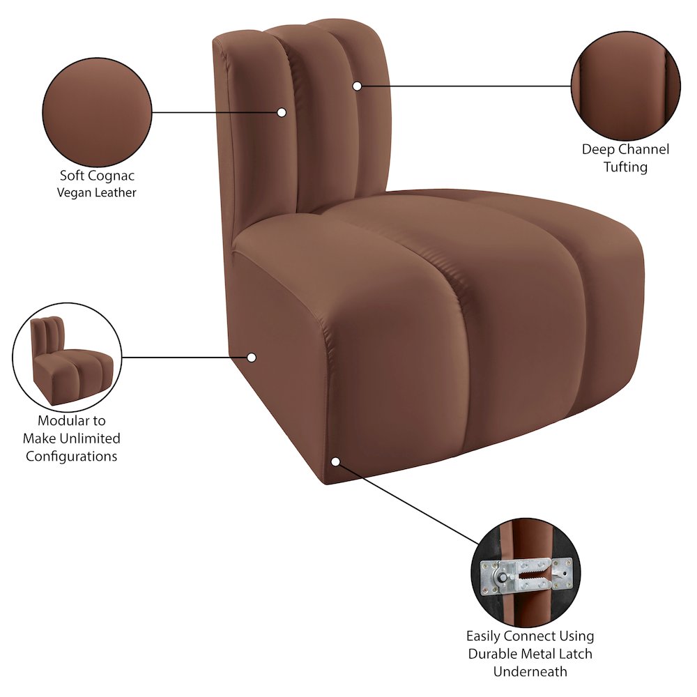 Arc Cognac Vegan Leather Reverse Corner. Picture 12