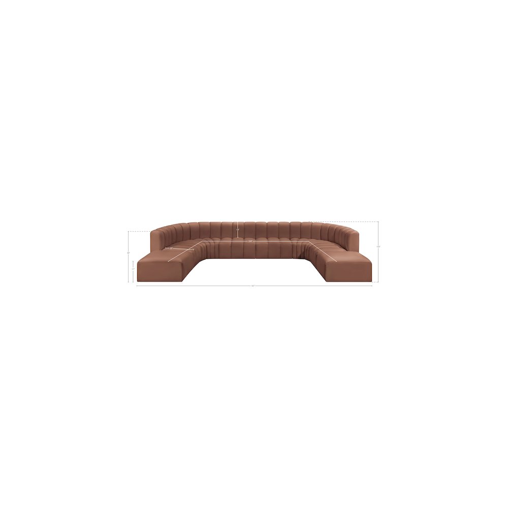 Arc Cognac Vegan Leather Modular Sofa. Picture 11
