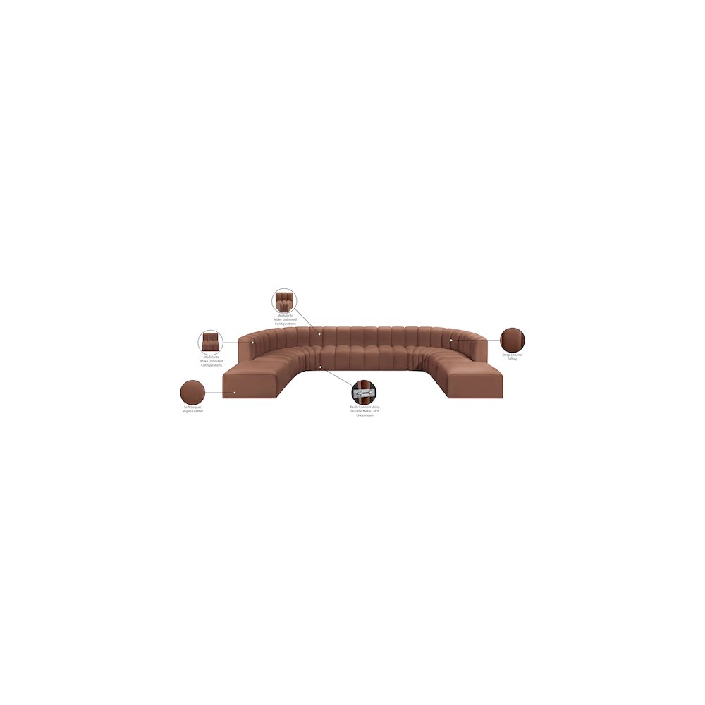 Arc Cognac Vegan Leather Modular Sofa. Picture 12