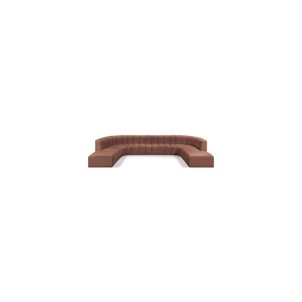 Arc Cognac Vegan Leather Modular Sofa. Picture 1