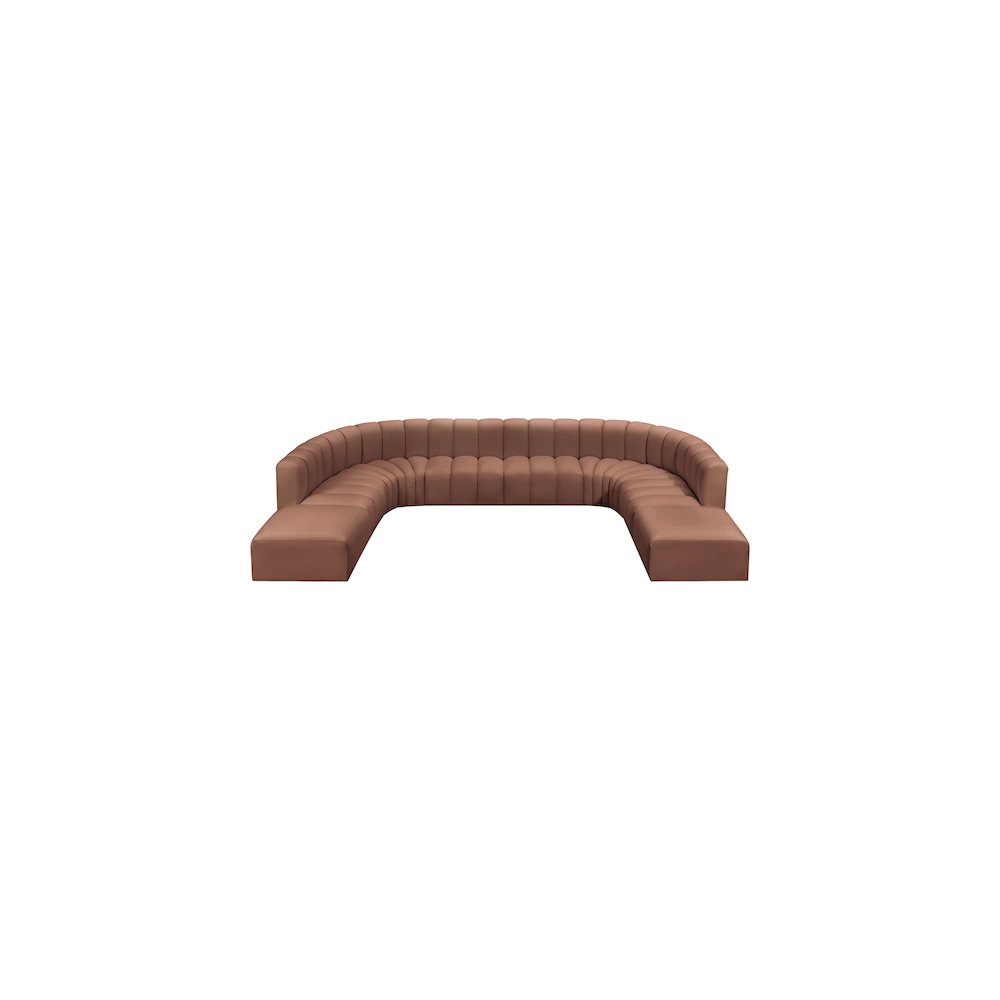 Arc Cognac Vegan Leather Modular Sofa. Picture 3