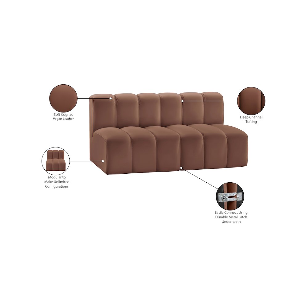 Arc Cognac Vegan Leather Modular Sofa. Picture 12