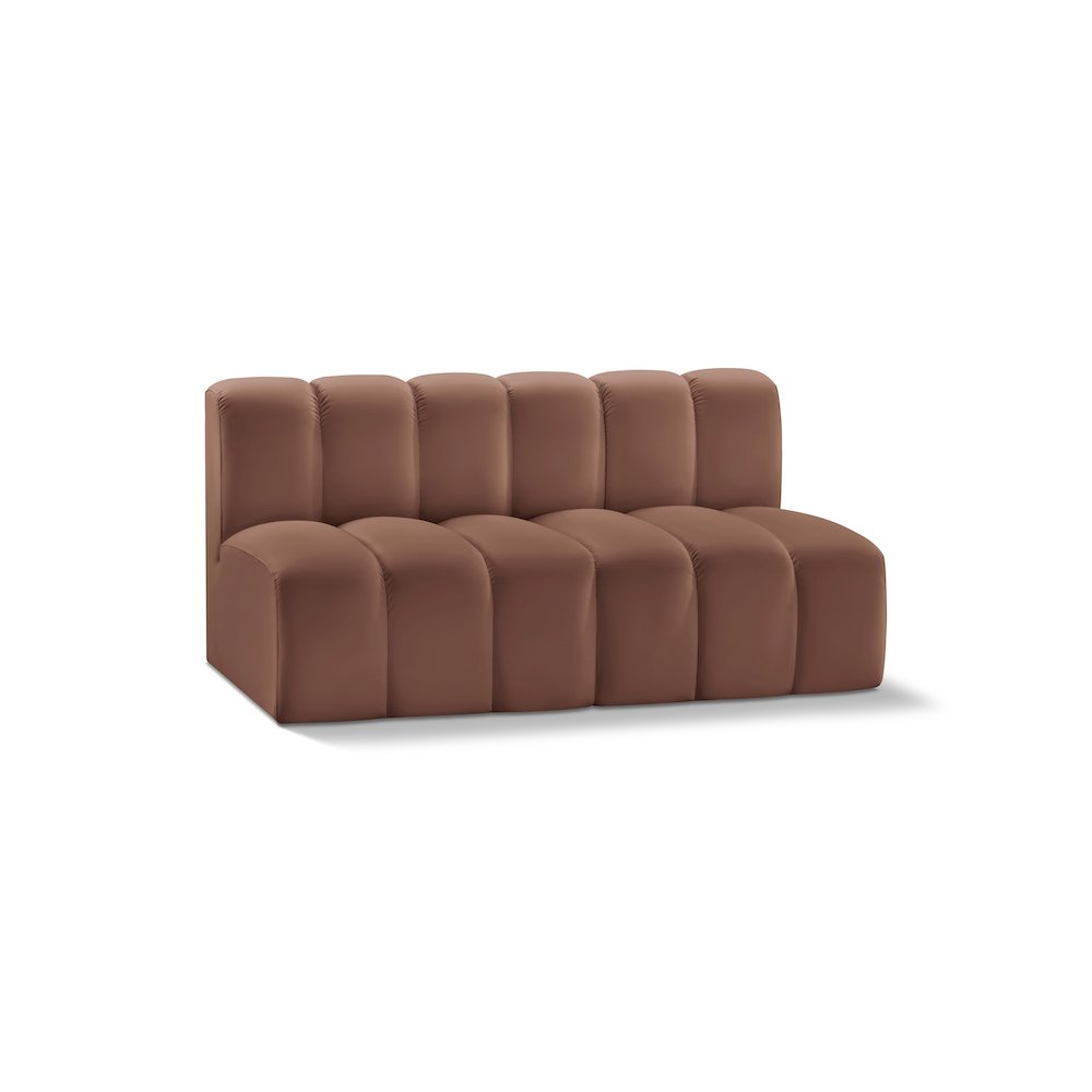Arc Cognac Vegan Leather Modular Sofa. Picture 1