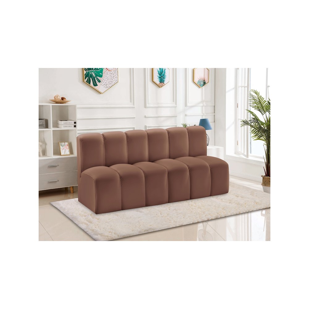 Arc Cognac Vegan Leather Modular Sofa. Picture 2