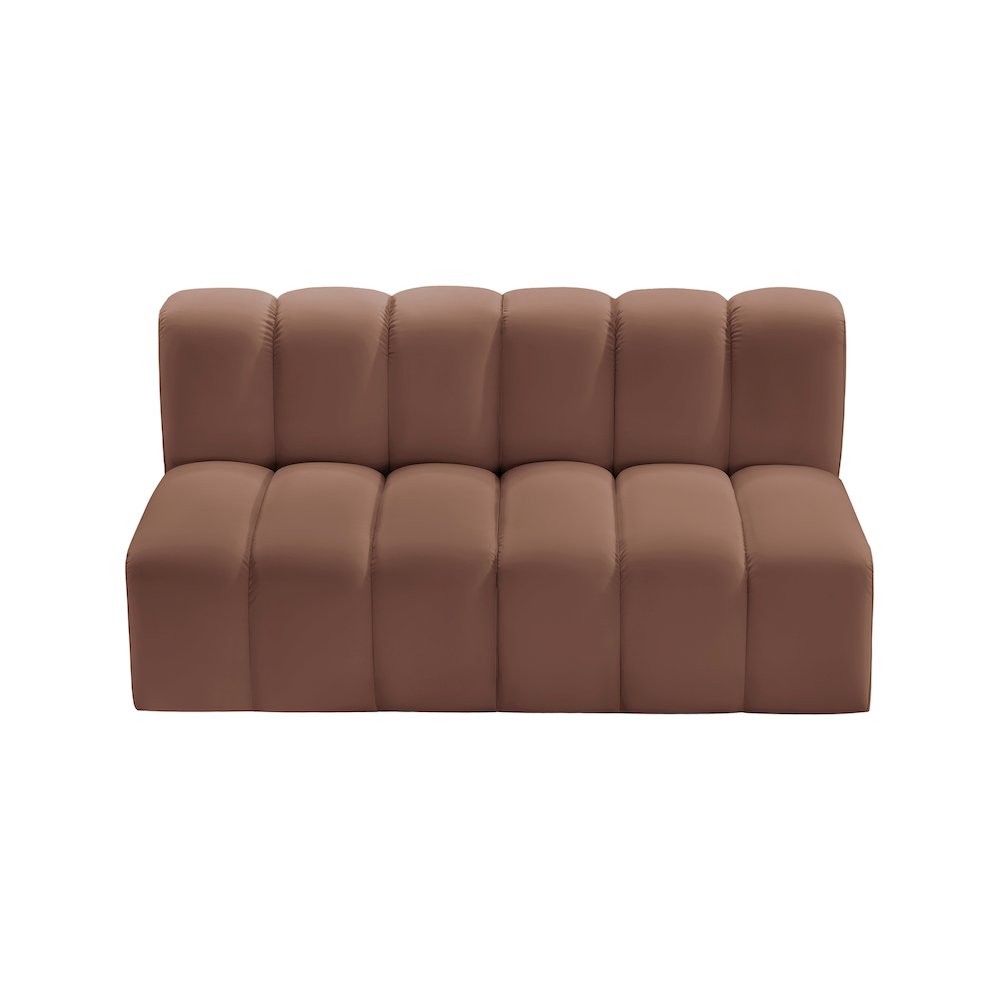 Arc Cognac Vegan Leather Modular Sofa. Picture 4