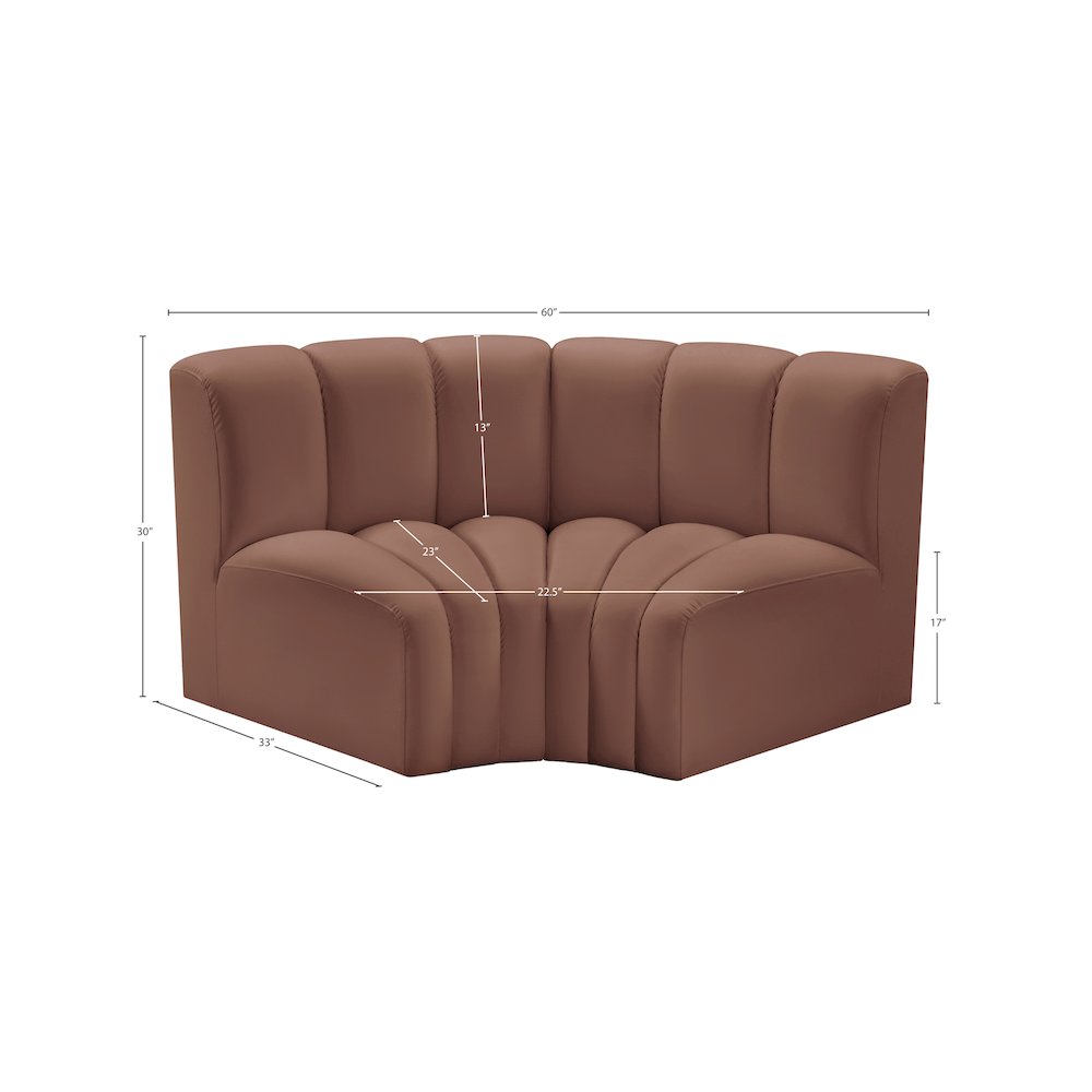 Arc Cognac Vegan Leather Modular Sofa. Picture 9