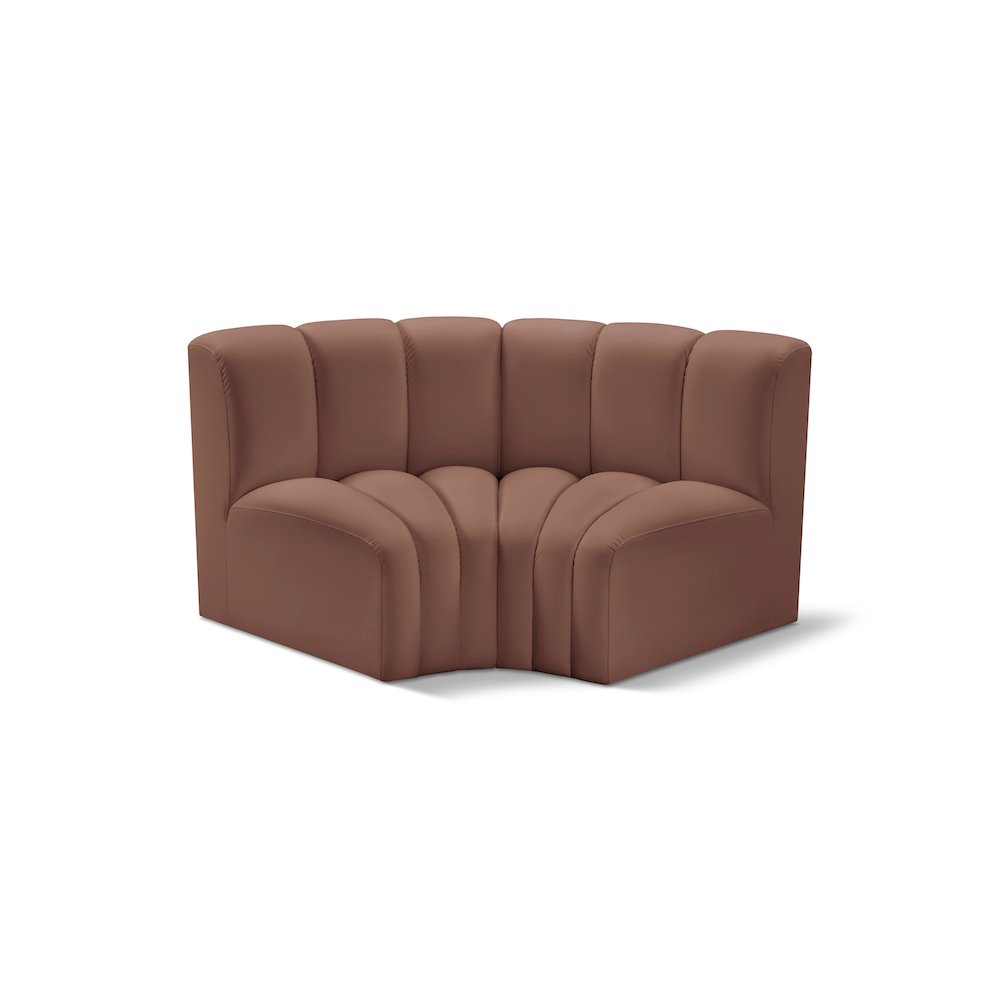 Arc Cognac Vegan Leather Modular Sofa. Picture 1