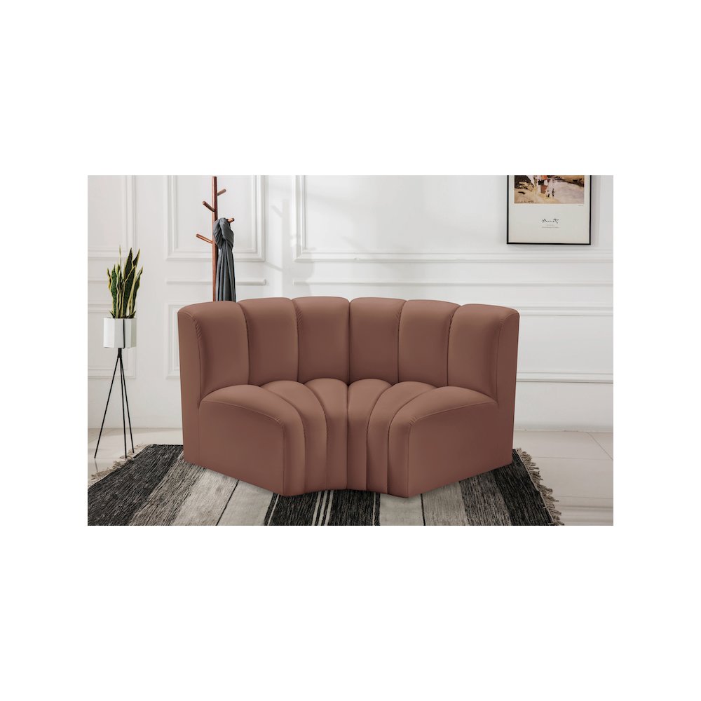 Arc Cognac Vegan Leather Modular Sofa. Picture 2