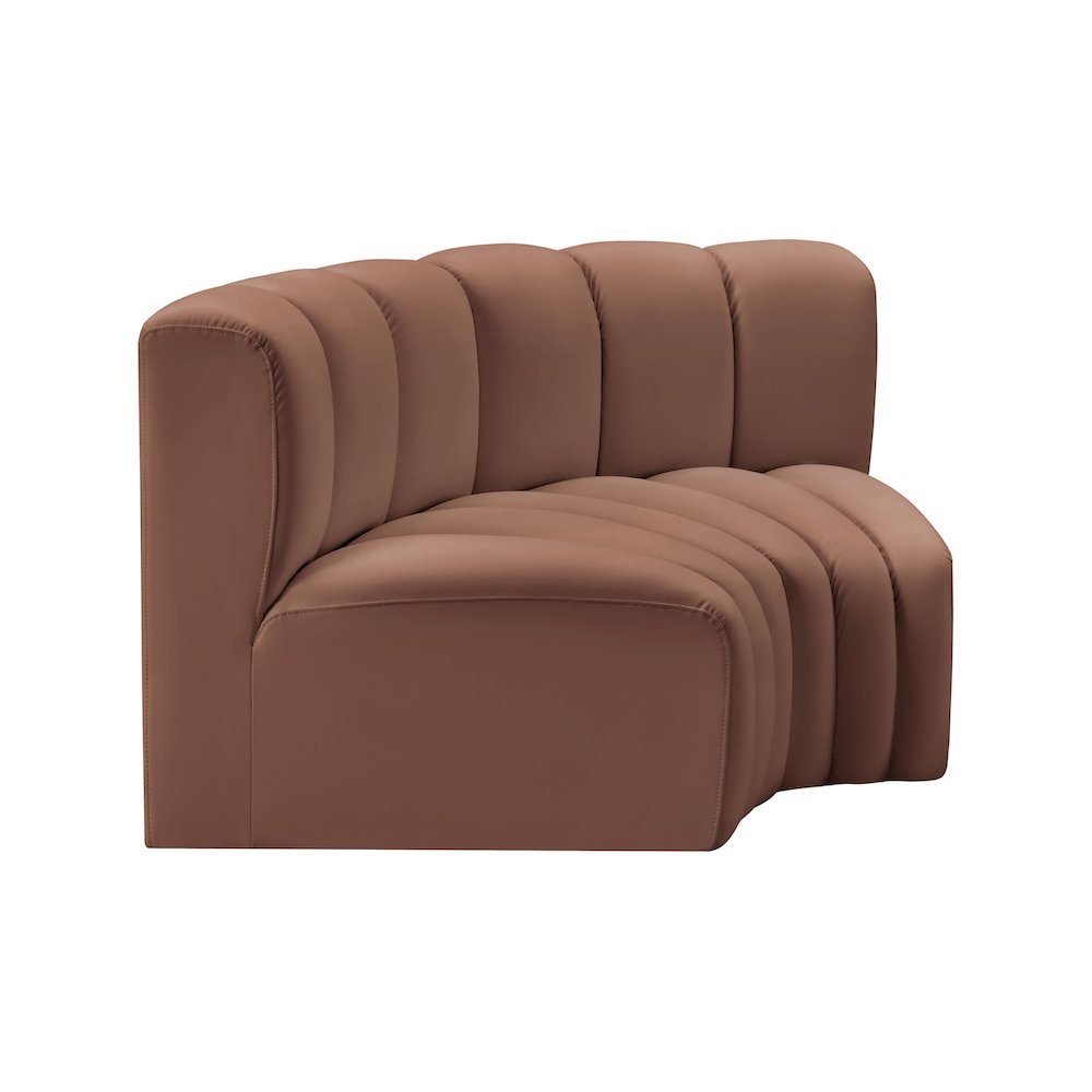 Arc Cognac Vegan Leather Modular Sofa. Picture 4