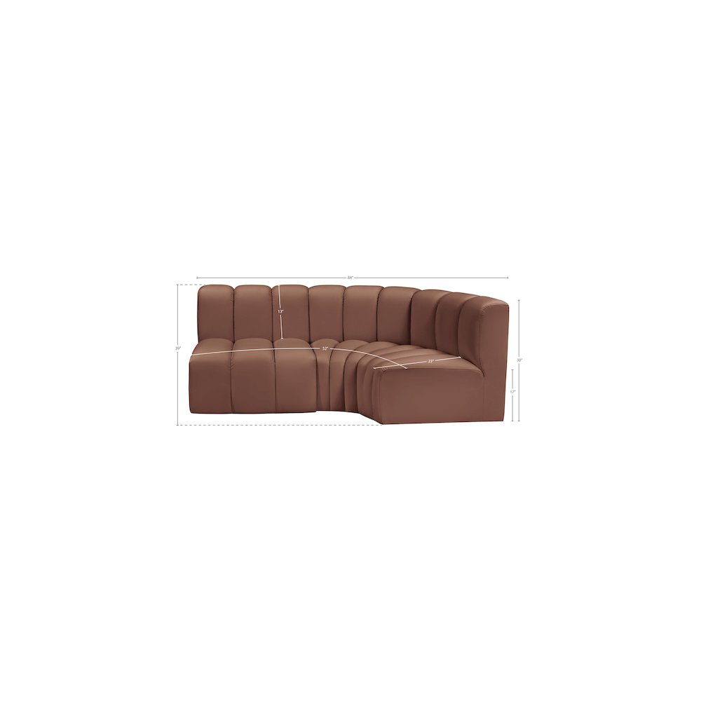 Arc Cognac Vegan Leather Modular Sofa. Picture 11